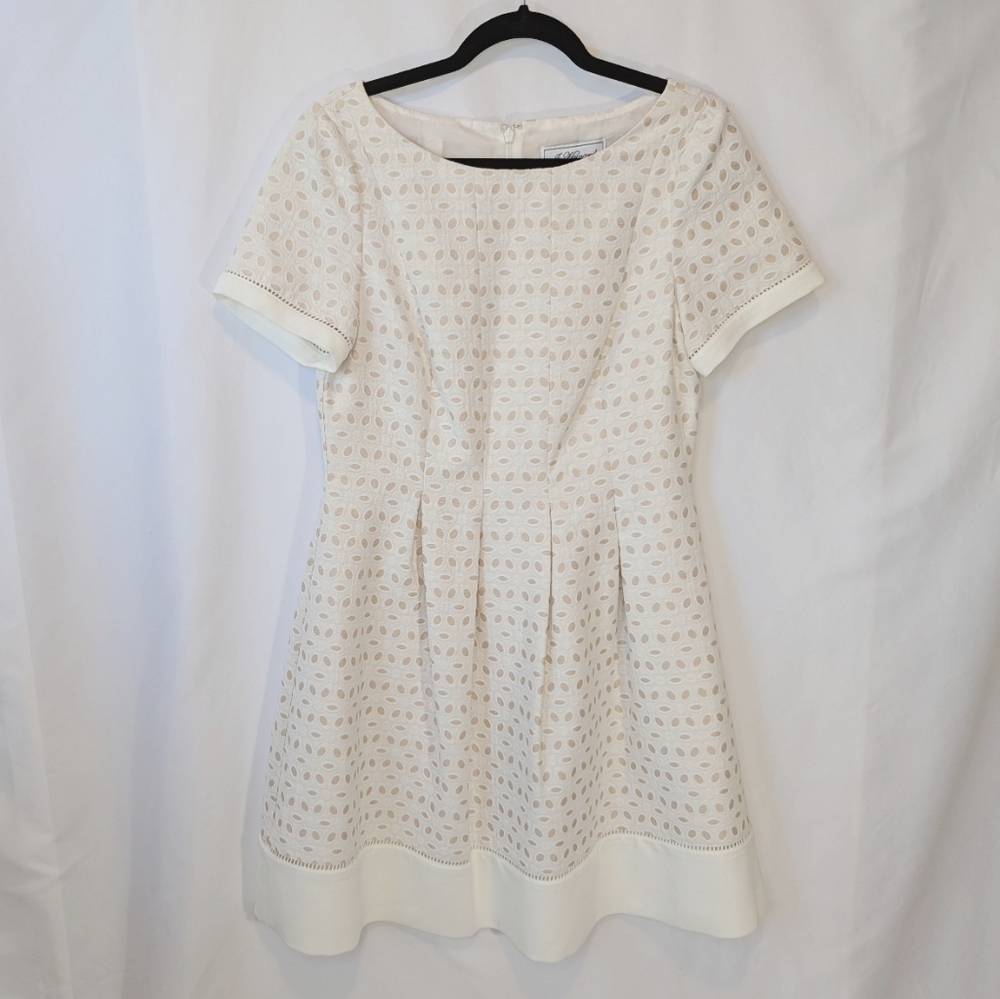 Jessica Howard Fit and Flare Eyelet Dress, Retro, Off-White, Women's Size 8